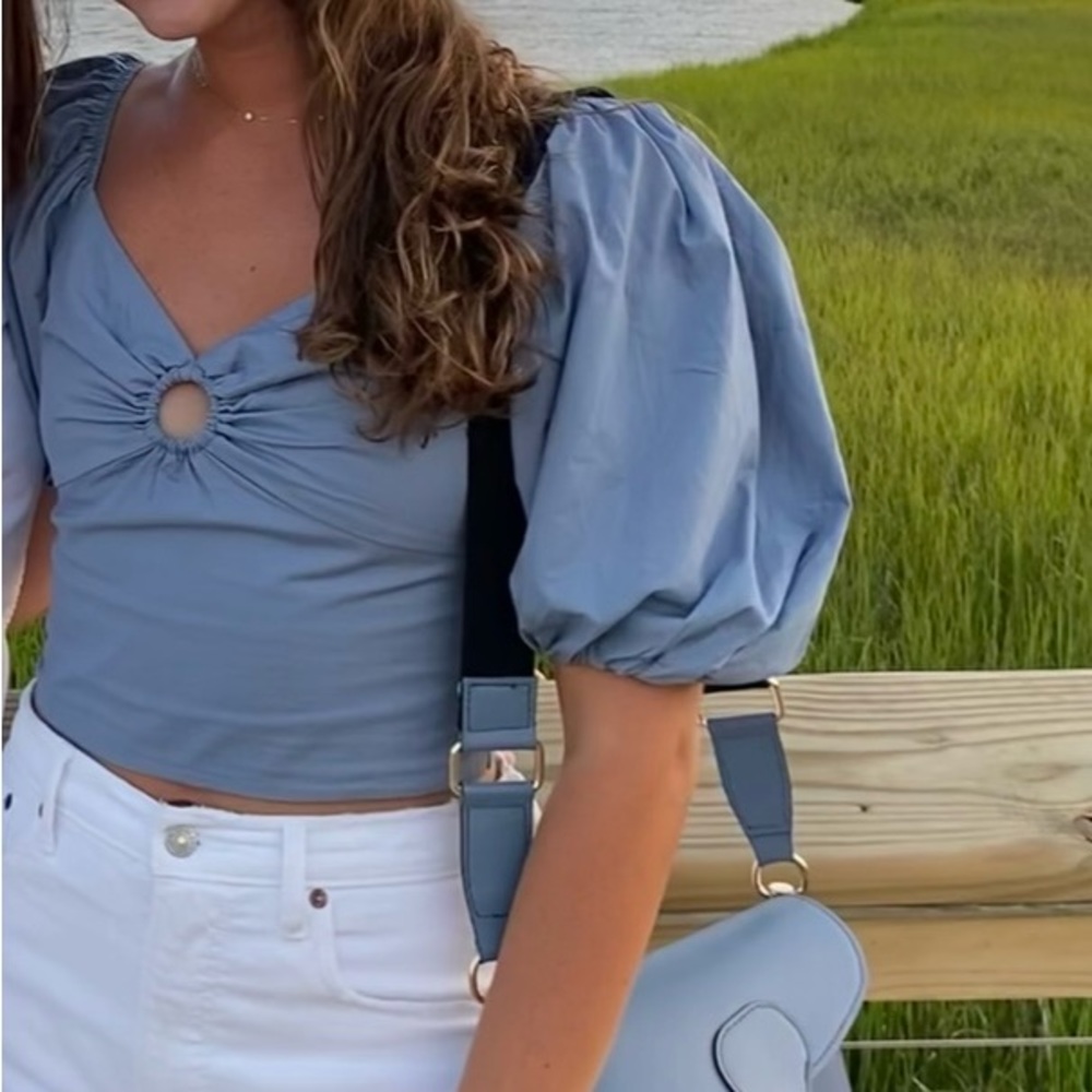 Abercombie Blue puff shirt